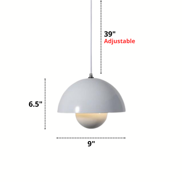 Dimensões do pendente em forma de botão de flor colorido